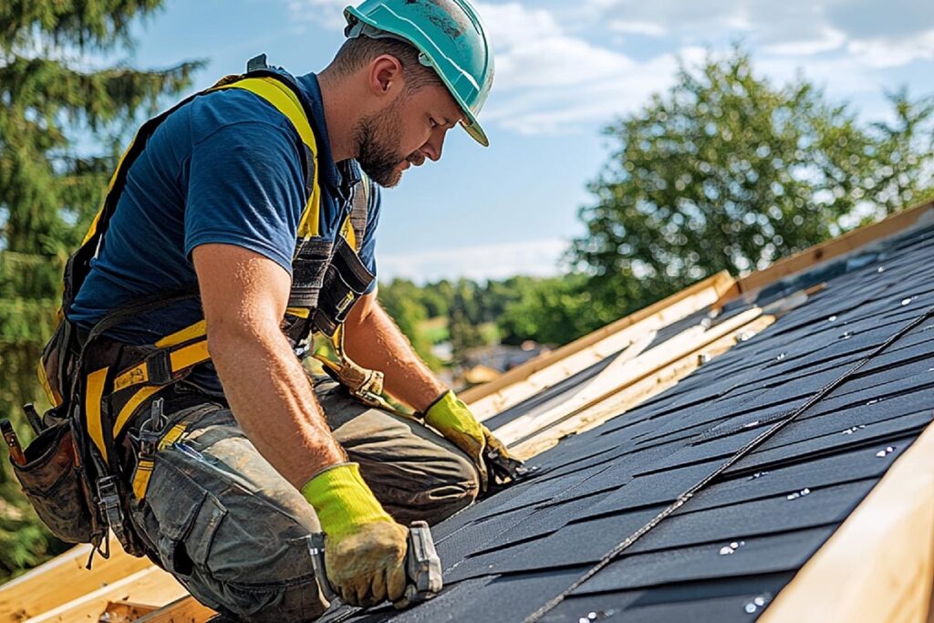 Installing new asphalt shingles on a roof